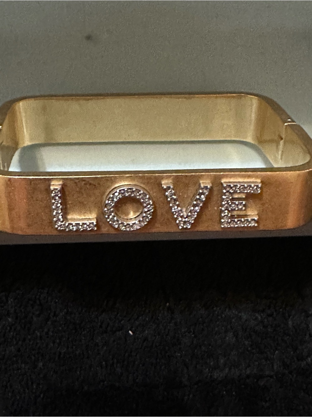 Tory Burch Crystal Unique Gokd Tone Square Bangle Bracelet